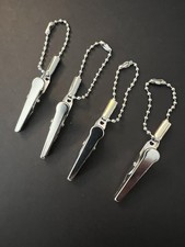 4 Metal Alligator Blount Roach Clips with attached snap Bead Silver Chain picture