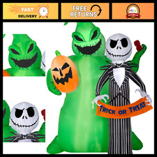 6.5 Ft Tall Halloween Inflatable Jack Skellington Scene, Lighted Yard Decor, Oog picture