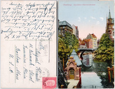 Germany Hamburg 1930 Ellern tors Bridge Canal Tower To Boston MA Postcard picture