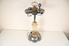 1930s 1940s Art Deco Smoking Stand Ashtray Slag Glass Lighted MICO Americana picture
