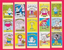 Vintage 15 Trash Can Tots Vending Stickers -garbage pail kids B Old Store Stock picture