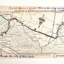 c1950s National Automobile Club Los Angeles to Barstow Written Directions Card picture