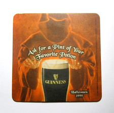 Vintage 1999 Guinness Bass Ale Halloween Beer Coaster Favorite Potion Double Sid picture