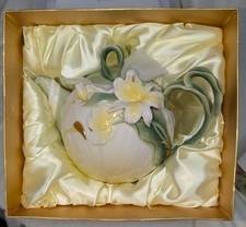 PIER 1 IMPORTS Ginger Lily Hand Painted Porcelain TEA POT & CUP, SAUCER & SPOON picture