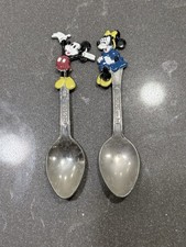 Vintage Walt Disney Productions Mickey Minnie Mouse Souvenir Spoons Pair picture