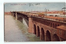 Old 1909 St Louis MO Eads Bridge Postcard to Cleveland OH picture