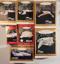 Lot of 7 Hallmark Star Trek Christmas Ornaments 1992-97 Spaceships All NIB picture