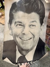 Original Vintage 1970s Ronald Reagan Campaign Poster He'll Beat Carter 34 X 22 picture