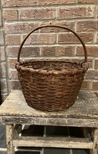 Antique Early Split Oak Basket Gathering Market Great Patina picture