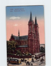 Postcard Lodz Poland Kosciol Katolicki Catholic Church Streetcar Tram View picture