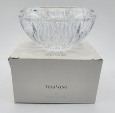 WEDGEWOOD VERA WANG HEAVY CRYSTAL VOTIVE CANDLE HOLDER 4 INCHES NEVER USED picture