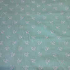Vintage 50s 60s Seafoam Blue Green White Floral Cotton Fabric 45