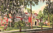 DeLand High School Hill Ave FL Florida Linen UNP Vtg Postcard G11 picture