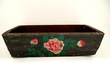 Vintage Early 1900's Chinese Hand Painted Floral Wood Storage Box picture