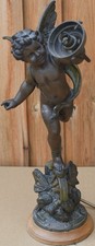 BEAUTIFUL OLD SPELTER FRENCH FIGURAL TABLE LAMP TITLED