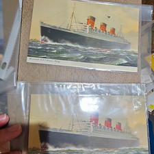Vintage 1956 RMS Queen Mary Cunard Line Lot - Abstract of Log, Programme & Postc picture