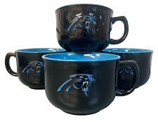 NEW Set of 4: NFL Carolina Panthers 32oz Ceramic Soup Bowl Large Handle Cup Mug picture