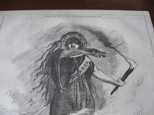 XL 1867 Original POLITICAL CARTOON - UNIONS & FENIANS MURDER Trample Law ITALY picture