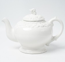 Vintage 1999 Starbucks Teapot Hand Made in Italy White Embossed Fruit Ceramic picture