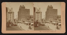 Portland Oregon Morrison Street 1896 Stereoview Streetcars Horse Carriages picture