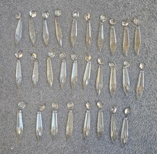 Antique Icicle Crystal Prisms Light Lamp Fixture Parts, 3”, .5” Buttons picture
