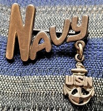 Vintage Amico WW2 10K Gold on Silver, NAVY Pin And USN anchor pendant  picture