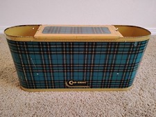 VTG 1950s Blue Plaid Car-Snac Metal Travel Thermos Lunch Set HOLDER ONLY picture