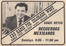 1974 KREX GRAND JUNCTION,CO CBS RADIO AD / AUGIE REYES / RECUERDOS MEXICANOS picture