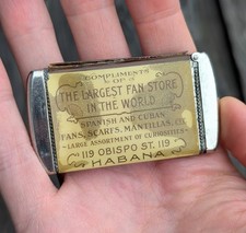 Antique Cuban Match Safe. Advertisement & Souvenir. Celluloid. Fan Store. Castle picture