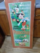 RARE 1962 WALT DISNEY PINOCCHIO MOVIE LITHOGRAPH FRAMED, MATTED,18 BY 40 picture
