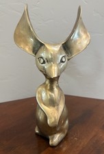 Vtg MCM Solid Brass Big Ear Mouse 9 Figurine MidCentury Hollywood Regency Retro picture