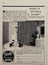 Pella Wood Folding Doors Rolscreen Co Pella IA Enjoy Privacy Print Ad 1963 picture