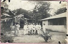 Tropical Village People Children Group Vintage RPPC Real Photo Postcard c1900 picture