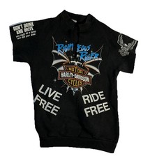 Harley-Davidson Righteous Ruler Sweatshirt Cutoff Tee Live Free Size M  Rare VTG picture