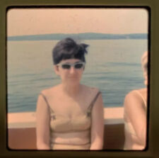 1967 Kodachrome Photo Slide Bikini Lady Brunette Short Hair Belly Roll Amateur 3 picture