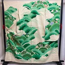 9304# Japanese Kimono Vintage Pure Silk Furisode Robe Traditional Embroidery picture