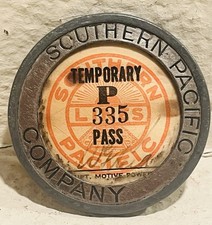 1930s-40s Southern Pacific Co. Railroad Temp. Pass PIN Patrick & M.K. Co Frame picture