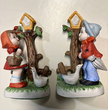 Vintage Set Hand Painted Ceramic Boy & Girl Figurines 2-Pack Multicolor Kids picture