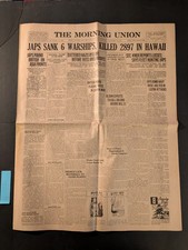 Vintage Newspaper The Morning Union December 16 1941 WW2 Pearl Harbor picture
