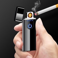 USB Rechargeable Lighter Windproof Flameless Sensor Metal picture