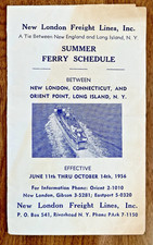 1956 NEW LONDON FREIGHT LINES FERRY SCHEDULE W/MAP, LONG ISLAND & NEW ENGLAND picture