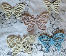 VTG 1978 HOMECO Butterfly Wall Plaques Set of 5 Multi Color 7537 Cottagecore MCM picture
