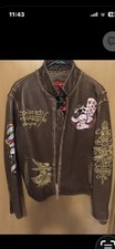 ED HARDY Vintage Leather Jacket (Dead before Dishonor) picture
