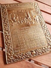 Vintage Molded Brass Bless This House Plaque 1950s Fireside Kitchen England 11x8 picture