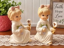 Vintage Geo Z Lefton Porcelain Figurine 1999 Communion Girl #13034 Lot Of 2 EUC picture