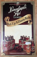 Vintage Leinenkugel's Beer Poster Promo Bar Man Cave 32”x20” Gold Advertising picture