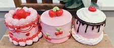 Mini Cake Cherry Figurine Set Christmas Birthday Sweet Treats Frosted New picture