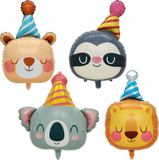 3D Animal Foil Balloons Set,Lion Bear Koala Sloth Head,4Pcs picture