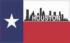 5in x 3in Texas Flag Houston Skyline Sticker Car Truck Vehicle Bumper Decal picture