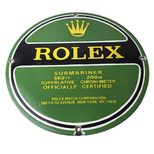 Vintage Rolex Luxury Watches Porcelain Sign - Submariner Store Gas Pump Sign picture